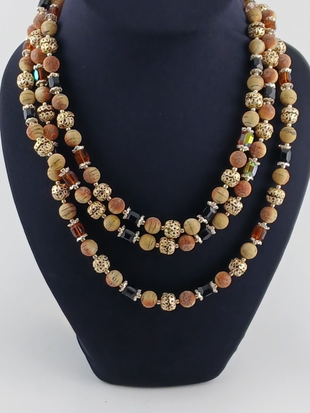 Vintage Signed 1950s Japan Frosted Iced Sugar Souffle Popcorn Beaded Necklace